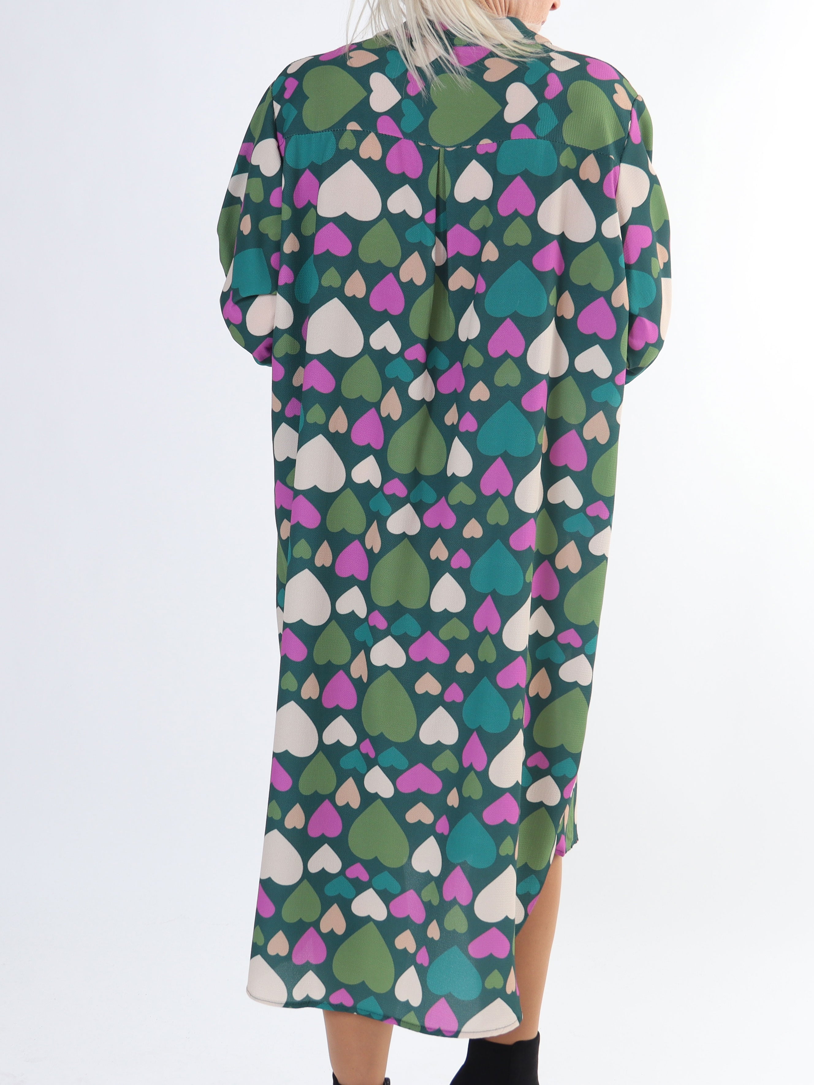 Vanesa Heart Long - Plus size kjole med hjerte mønster